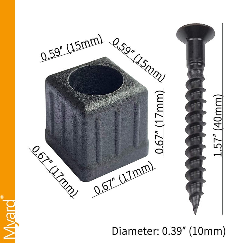 Myard 3/4" Anti-UV Black Baluster Connectors 100pcs for 50 Square Balusters with Stainless Steel Screws, No Drilling Fast Installation for Deck Handrail Staircase Balusters - Image 2